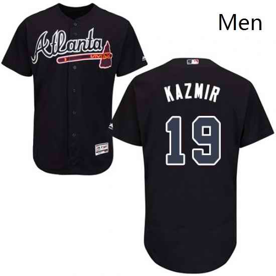 Mens Majestic Atlanta Braves 19 Scott Kazmir Blue Alternate Flex Base Authentic Collection MLB Jersey